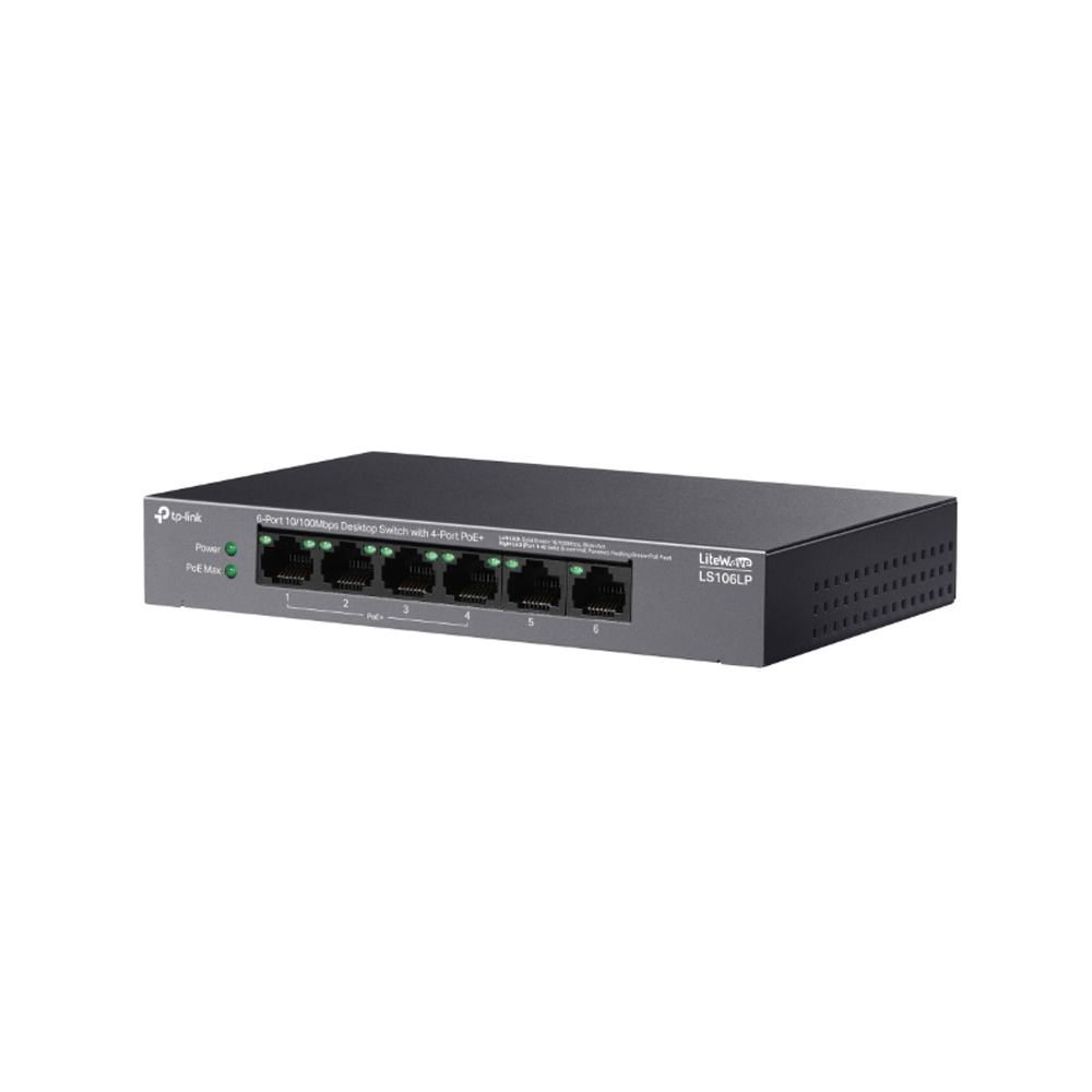 Switch TP-Link LS106LP (10/100Mbps/ 6 Cổng/ 4 cổng PoE/ Vỏ kim loại) 1