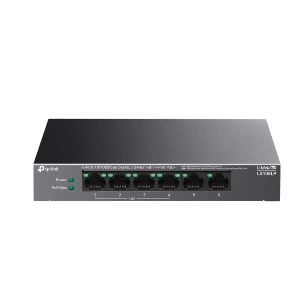 Switch TP-Link LS106LP (10/100Mbps/ 6 Cổng/ 4 cổng PoE/ Vỏ kim loại) 1