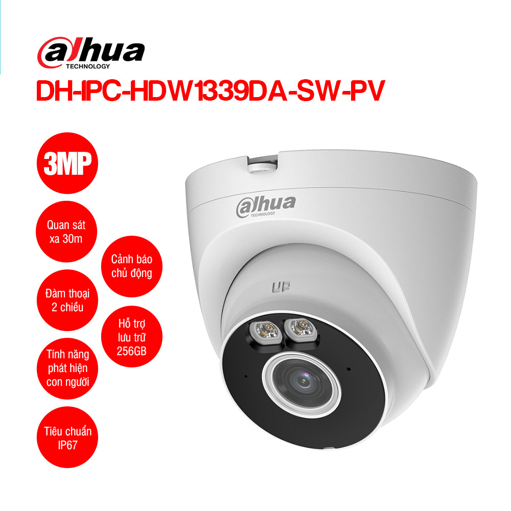 Camera Wifi Turret 3MP DAHUA DH-IPC-HDW1339DA-SW-PV 1