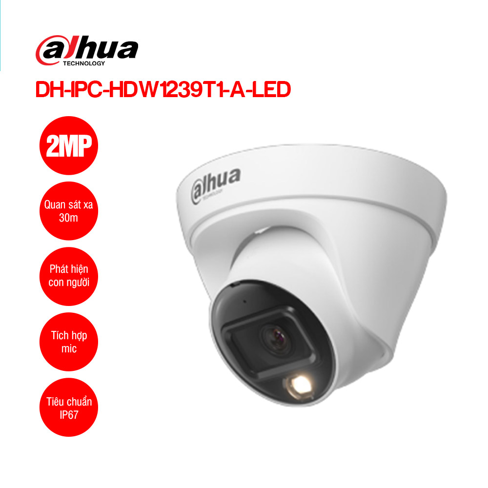 Camera IP Full Color 2MP DAHUA DH-IPC-HDW1239T1-A-LED 1