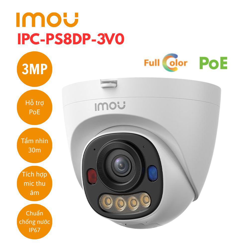 Camera IP PoE Dome 3MP IMOU IPC-PS8DP-3V0 1
